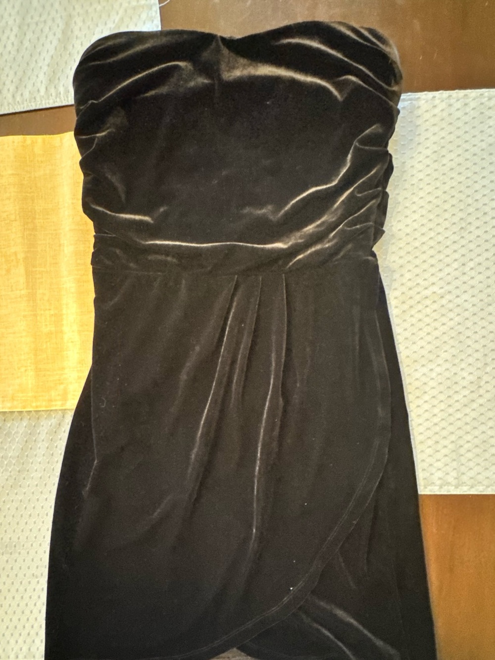 Jack by BB Dakota Black Strapless Velvet Wrap-Front Dress